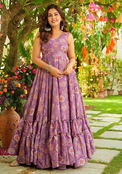 Onion Printed Chinon Gown