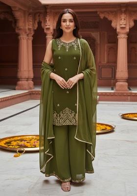 Mehendi Embroidery Georgette Kurta Set