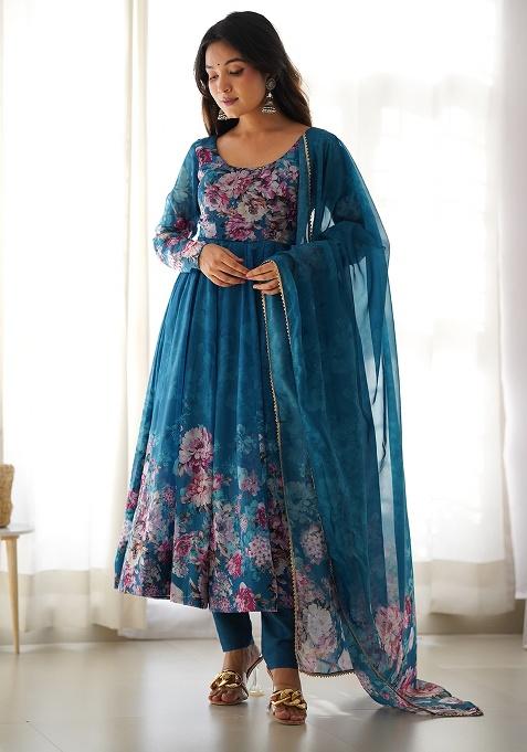 Rama Sequins Organza Kurta Set