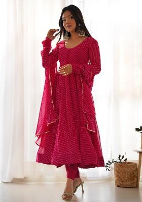 Rani Pink Sequins Georgette Kurta Set