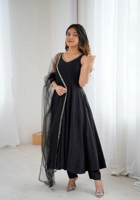 Black Sequins Chanderi Kurta Set
