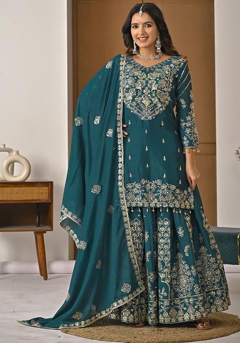 Rama Sequins Silk Kurta Set