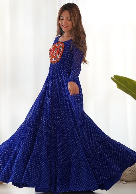 Royal Blue Sequins Georgette Kurta