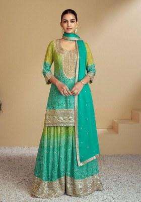 Multicolor Sequin Work Chinon Sharara Set