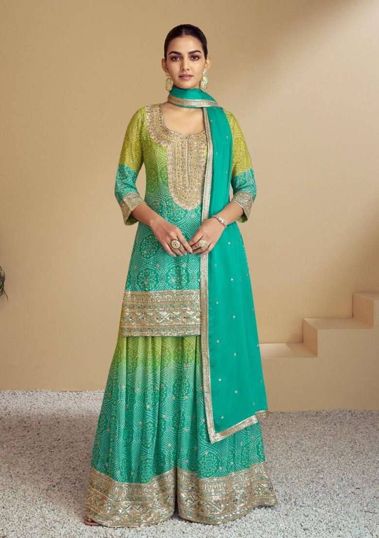 Multicolor Sequin Work Chinon Sharara Set - Indya