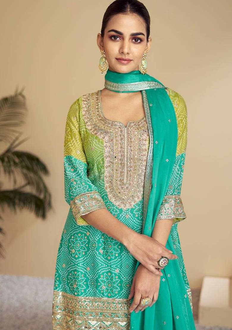 Multicolor Sequin Work Chinon Sharara Set - Indya