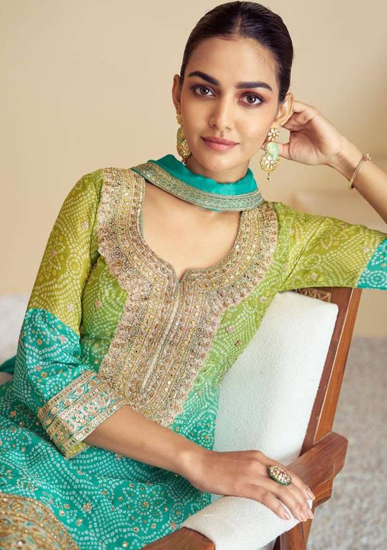 Multicolor Sequin Work Chinon Sharara Set - Indya