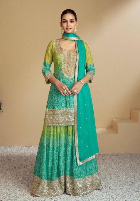 Multicolor Embroidery Chinon Salwar Kameez