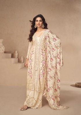 Peach Embroidered Chinon Pakistani Suit Set