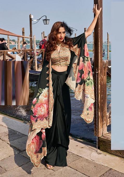 Black Embroidery Crepe Salwar Kameez — view on Indya