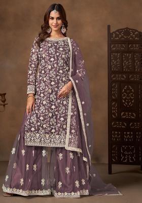 Dusty Purple Embroidery Net Salwar Kameez