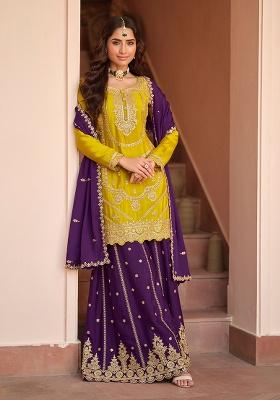 Mustard Embroidery Silk Salwar Kameez
