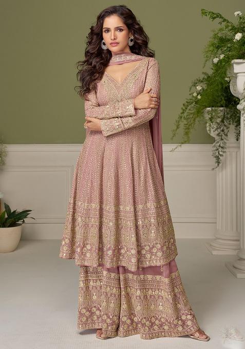 Pink Embroidery Georgette Salwar Kameez