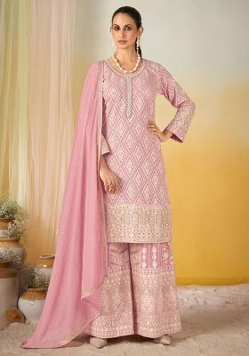 Pink Embroidery Georgette Salwar Kameez