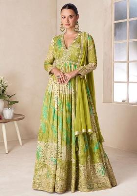 Multicolor Embroidery Chinon Salwar Kameez