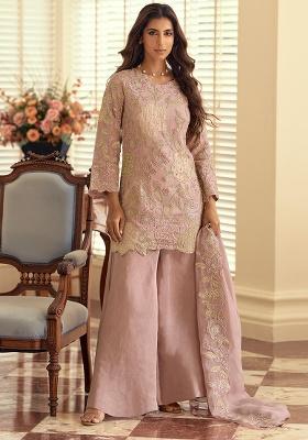 Pink Embroidery Silk Salwar Kameez