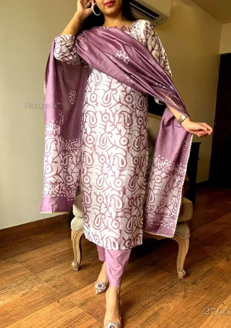 Pink Printed Cotton Straight Kurta Set - Indya