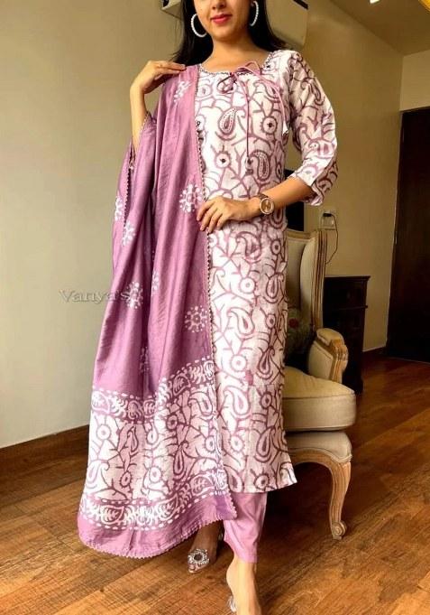 Pink Printed Cotton Kurta Set