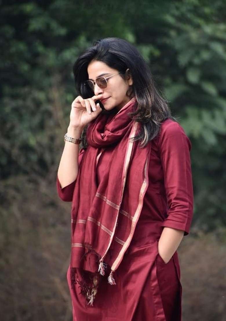 Maroon Solid Cotton Straight Kurta Set - Indya