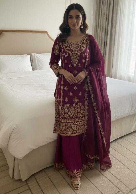 Purple Embroidery Fendy Salwar Kameez