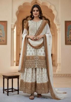White Embroidery Georgette Salwar Kameez