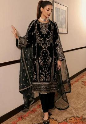 Black Embroidery Silk Salwar Kameez