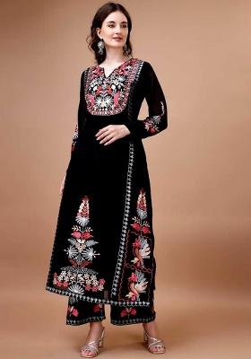 Black Embroidery Georgette Kurta Set