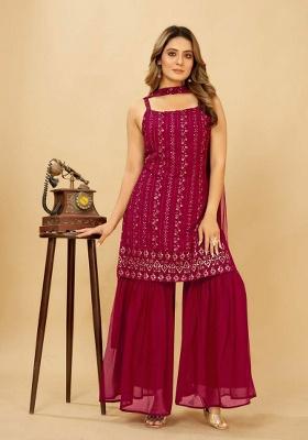Pink Embroidery Georgette Kurta Set