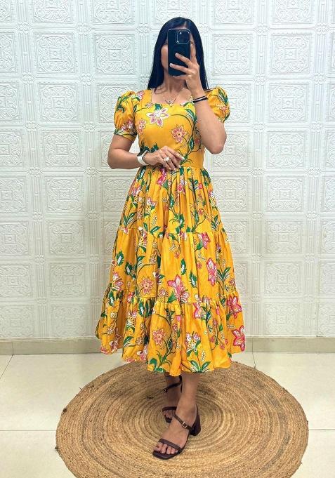 Yellow Embroidery Silk Kurta Set