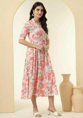 Orange Embroidery Rayon Kurta Set