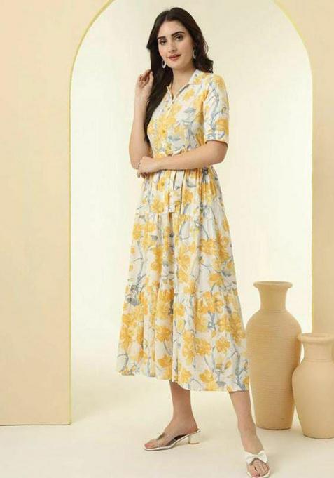 Yellow Embroidery Rayon Kurta Set