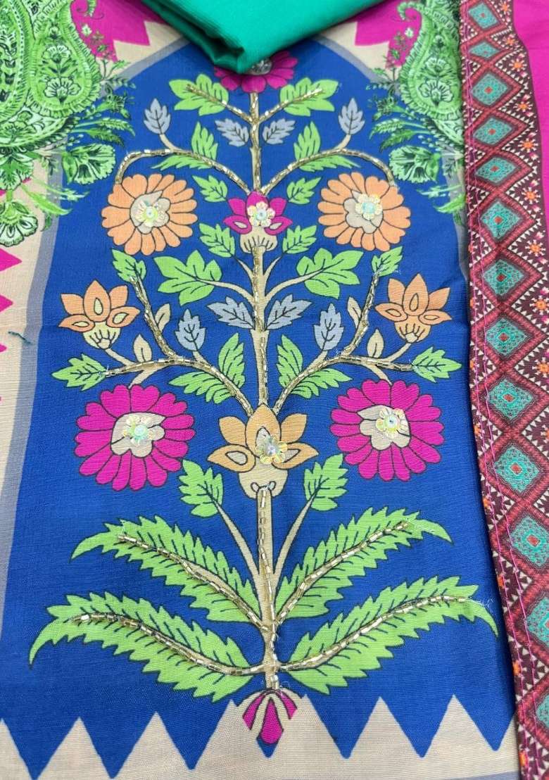 Rama Embroidery Chanderi Kurta Set - Indya