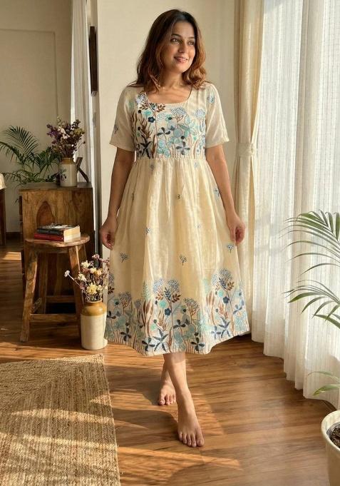 White Embroidery Cotton Kurta Set