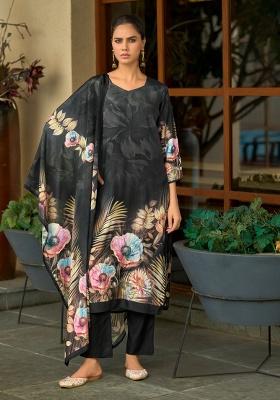 Black Embroidery Silk Kurta Set