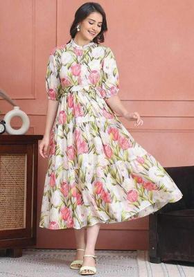 White Embroidery Rayon Kurta Set