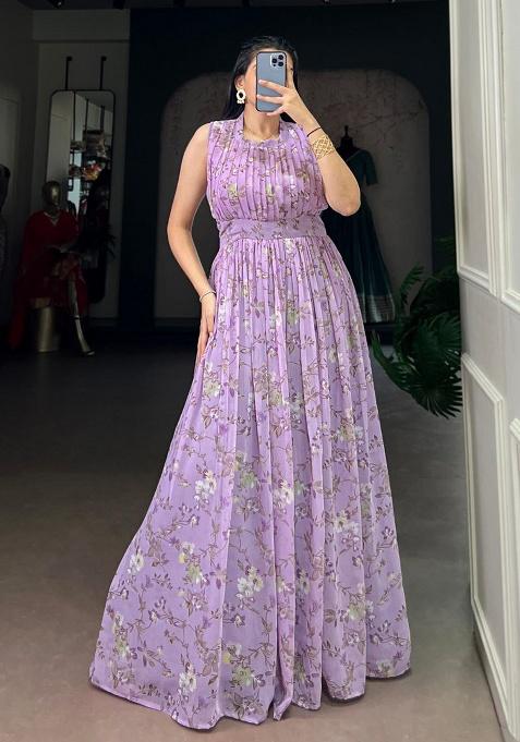 Purple Embroidery Marbal Kurta Set