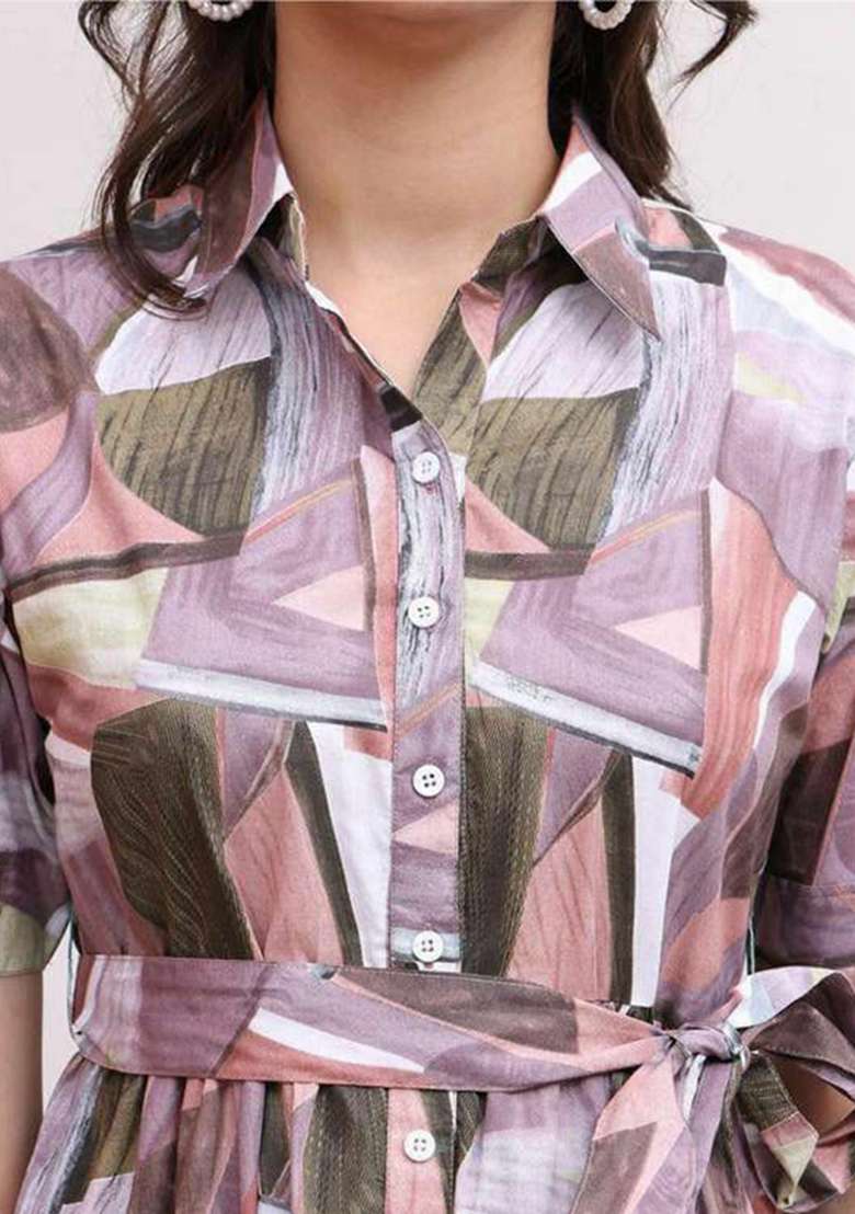 Lavender Embroidery Rayon Kurta Set - Indya