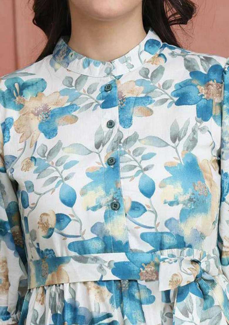 Blue Embroidery Rayon Kurta Set - Indya