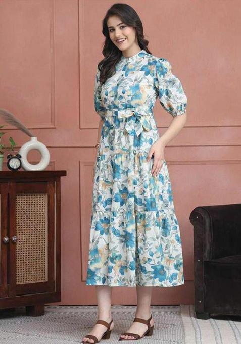 Blue Embroidery Rayon Kurta Set