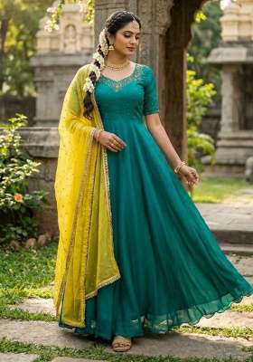 Rama Embroidery Silk Blend Kurta Set