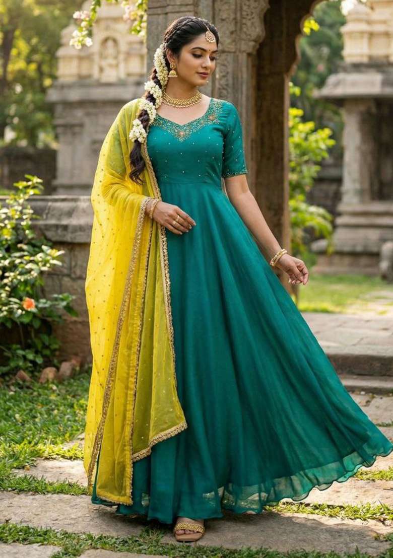 Rama Embroidery Silk Blend Kurta Set - Indya