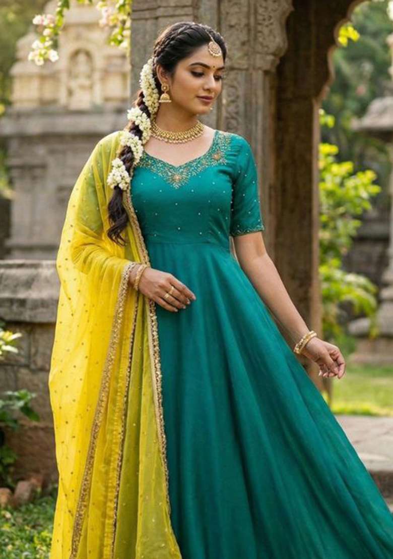 Rama Embroidery Silk Blend Kurta Set - Indya