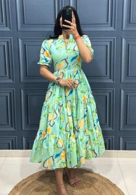 Green Embroidery Cotton Kurta Set