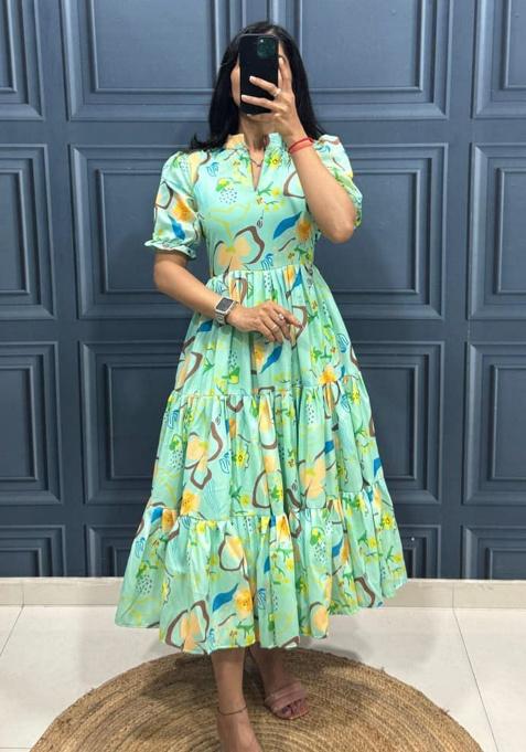 Green Embroidery Cotton Kurta Set