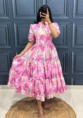 Pink Embroidery Cotton Kurta Set