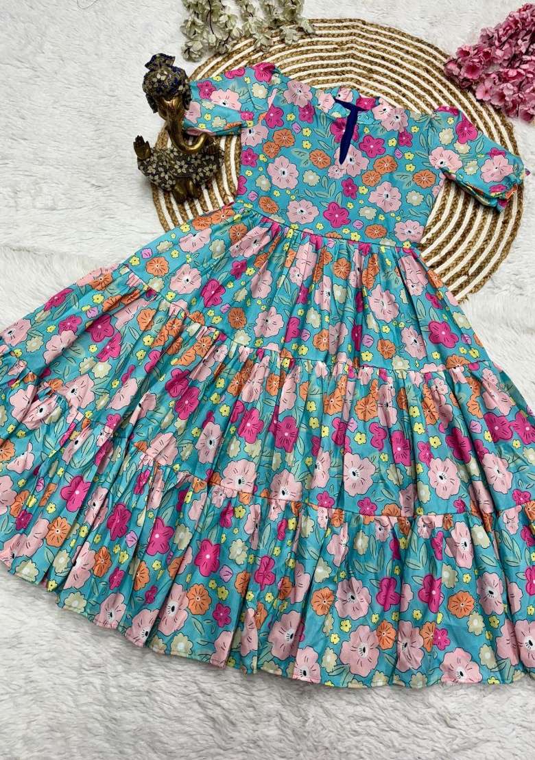 Blue Embroidery Cotton Kurta Set - Indya