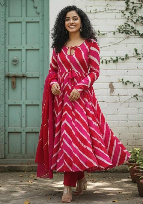 Pink Embroidery Silk Kurta Set