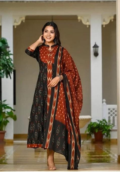 Multicolor Printed Cotton Anarkali Set