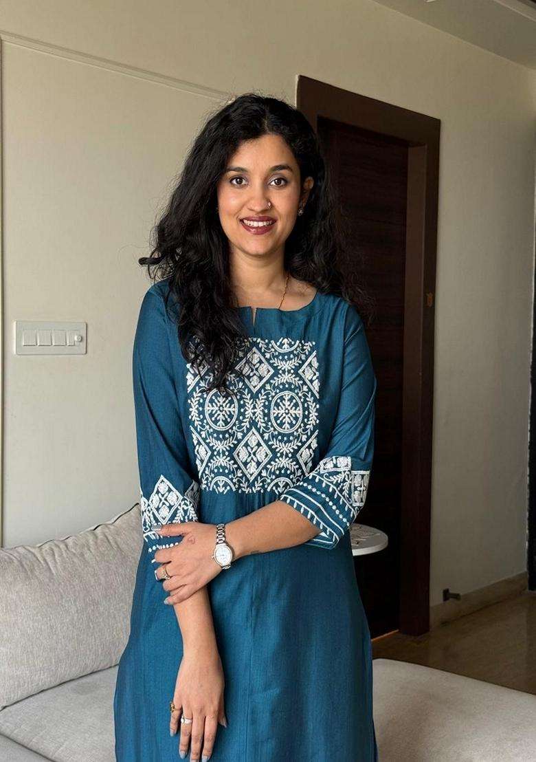Purple Printed Cotton Kurta Set - Indya