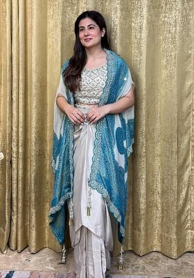 Blue Embroidery Silk Salwar Kameez